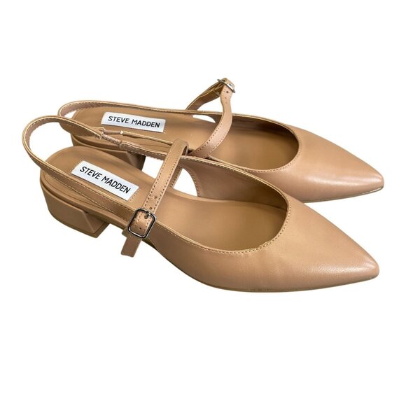 NEW Steve Madden Christyy Tan Leather Women’s Size 8 Slingback Kitten Mary Jane - Picture 1 of 7
